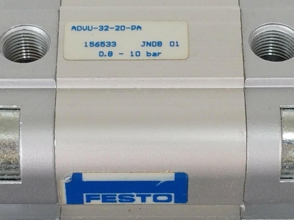 Used NEW FESTO ADVU-32-20-PA COMPACT PNEUMATIC CYLINDER, 0.8-10BAR, ADVU3220PA