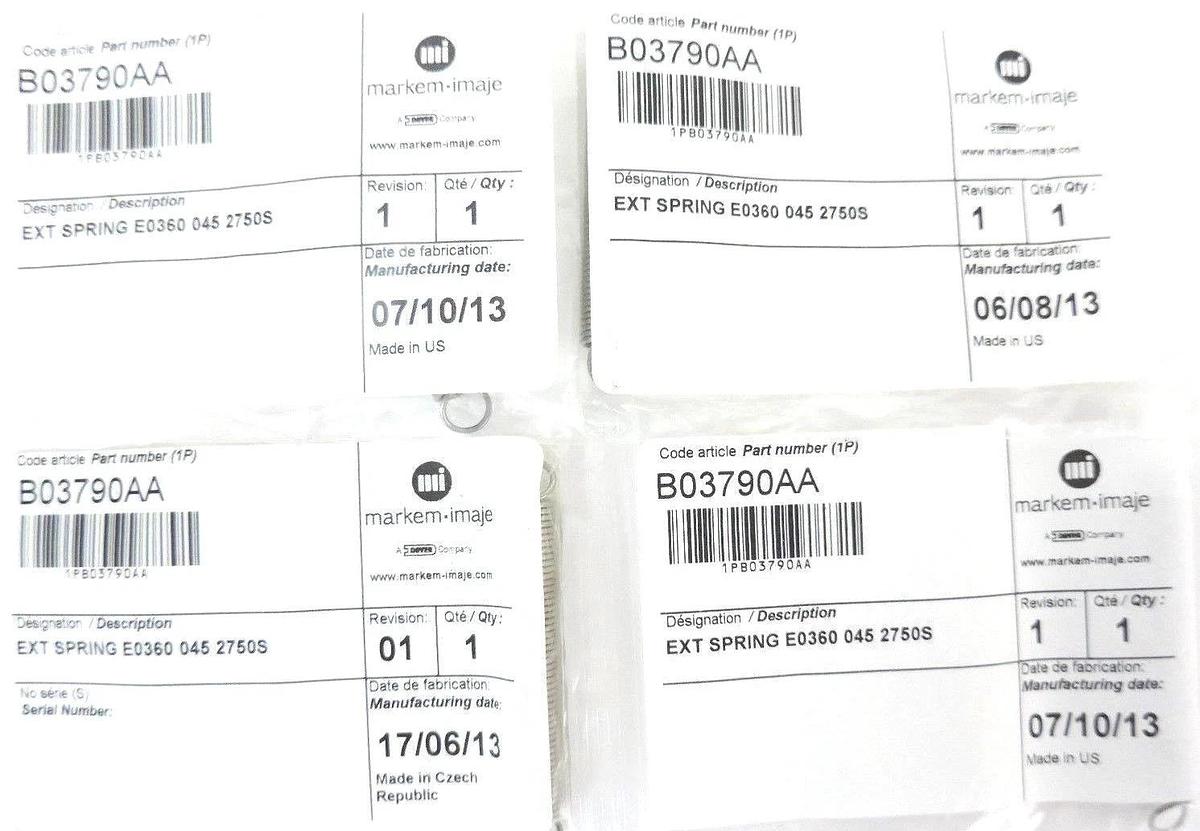 Used LOT OF 4 NEW MARKEM-IMAJE B03790AA EXT SPRINGS E0360 045 2750S