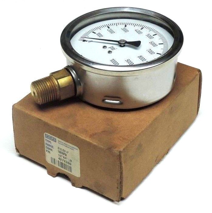 Used NEW WIKA 4272260 INDUSTRIAL GAUGE 212.53 4'', 1000PSI, 1/2 NPT LM