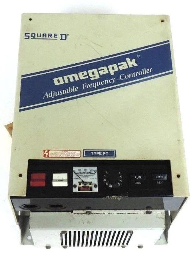 Used SQUARE D OMEGAPAK 8804-PT00FG2-P10 ADJUSTABLE FREQUENCY CONTROLLER DRIVE 5HP 3PH