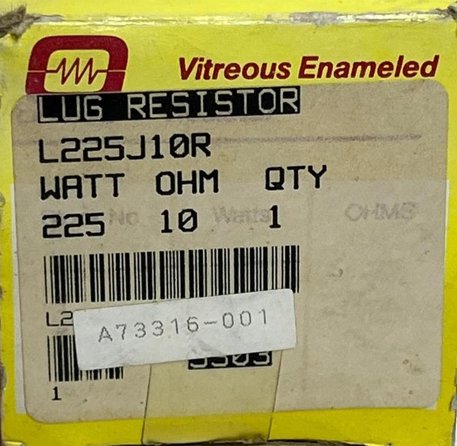Ohmite L225J10R Vitreous Enameled Lug Resistor 225W 10 Ohm New in Box