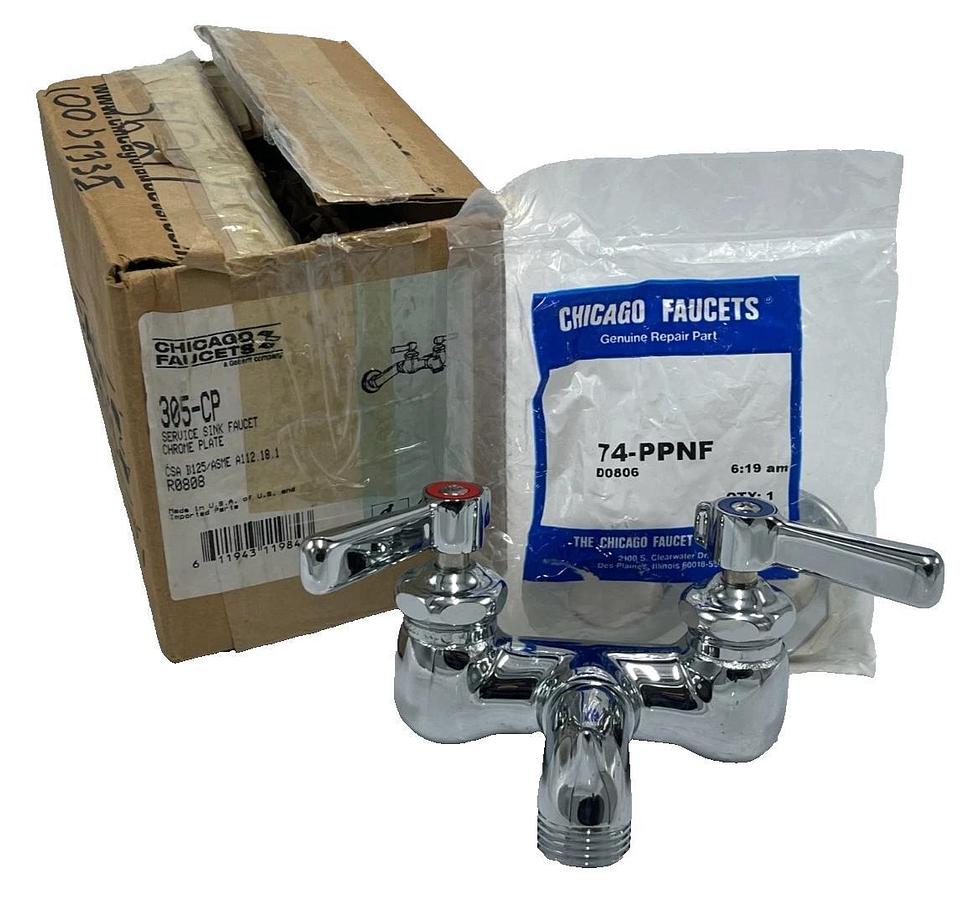 Chicago Faucets 305-CP Service Sink Faucet Wall Mount Adjustable Centers Chrome