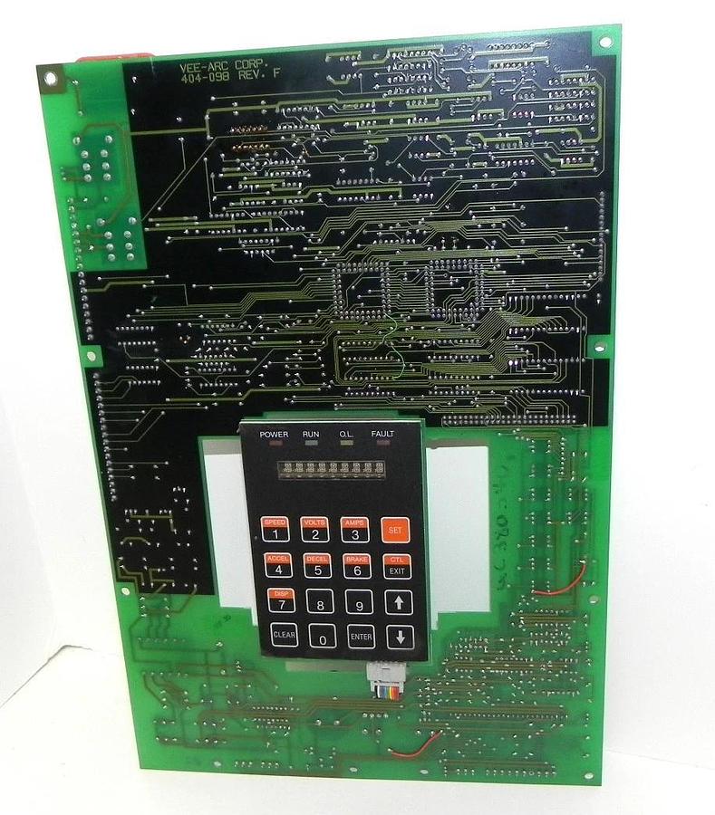 Used VEE-ARC 404-098 PC BOARD CONTROL BOARD W/KEYPAD 404098 REV. F