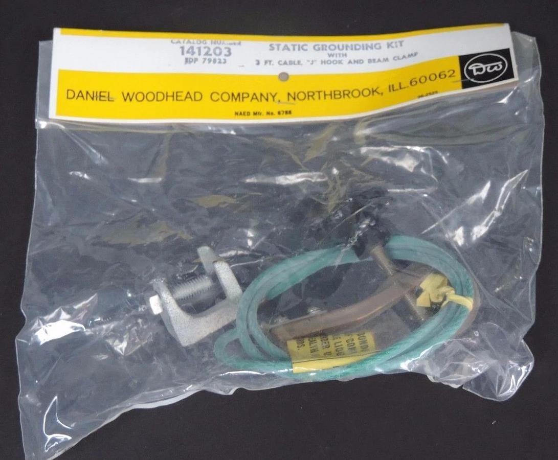 Used NIB DANIEL WOODHEAD 141203 GROUNDING KIT W/ 3FT CABLE, J HOOK AND BEAM CLAMP