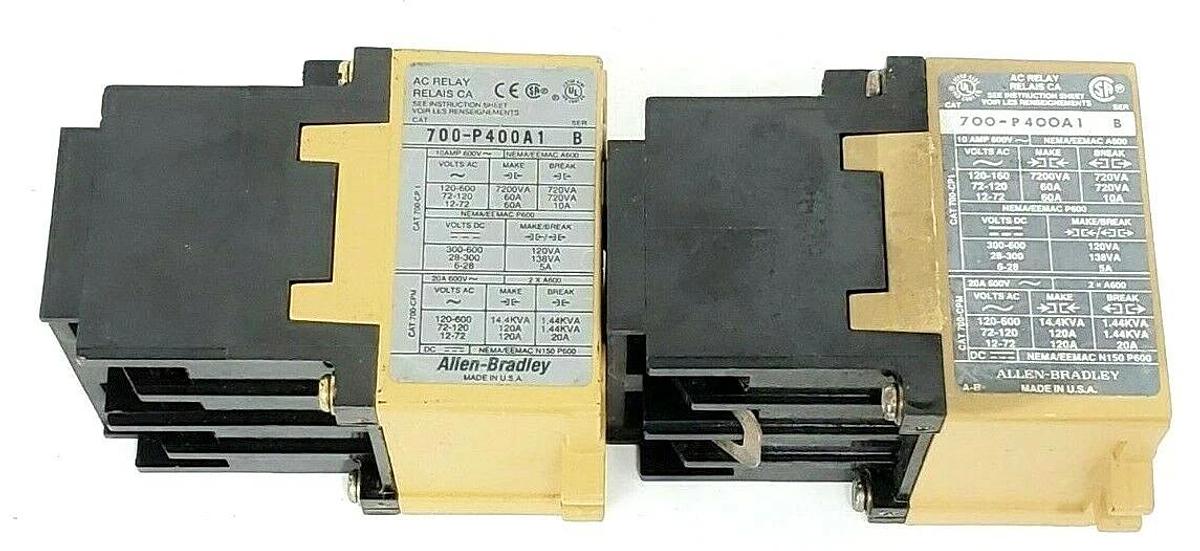 Used LOT OF 2 ALLEN BRADLEY 700-P400A1 SER. B RELAYS 700P400A1