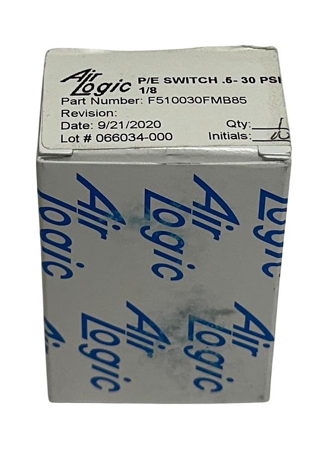 Used AIR LOGIC F510030FMB85 AIR PRESSURE P/E SWITCH .5-30PSI 1/8'' OEM NSMP