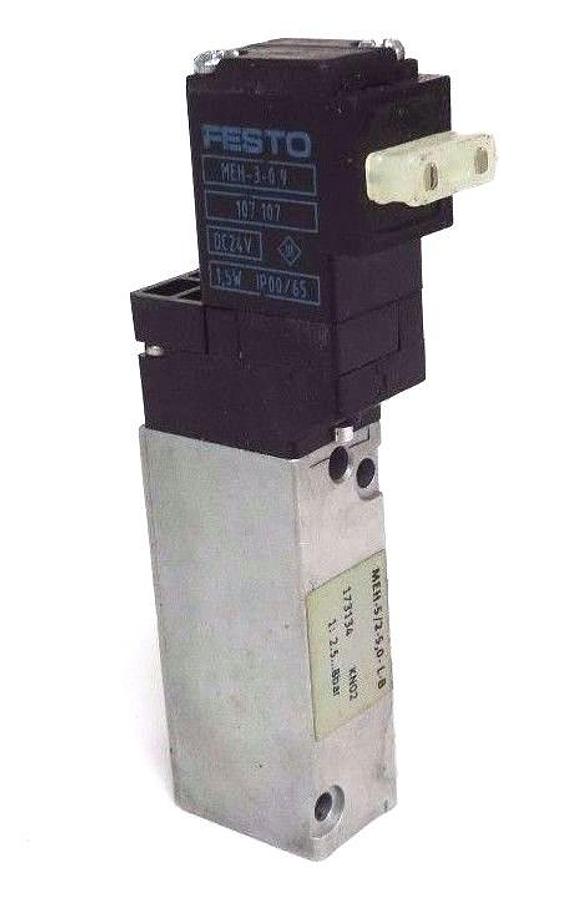Used FESTO MEH-5/2-5,0-L-B SOLENOID VALVE MEH520LB, 173134 KN02, 1: 2.5...8BAR