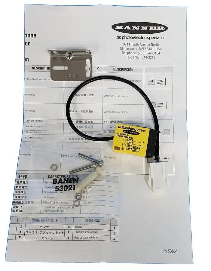 Used NIB BANNER QH23SP6DL-76140 SENSOR 10 TO 30V DC