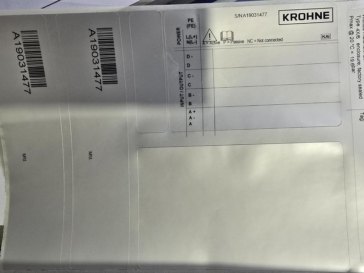 Used KROHNE DN300 mm / 12" inch ELECTROMAGNETIC FLOW METER OPTIFLUX 4000-DIV2 NSMP