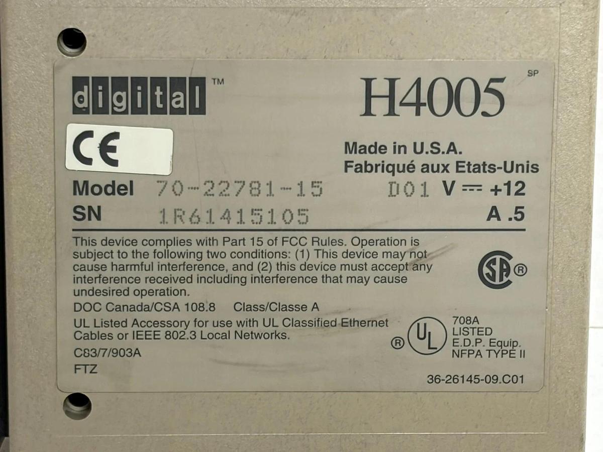 Used Vintage DEC Digital H4005 Ethernet Transceiver Module 70-22781-15 15-Pin AUI