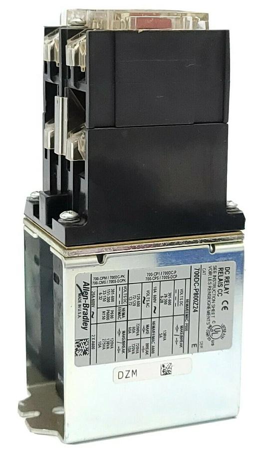 Used ALLEN BRADLEY 700DC-P800Z24 SER. E DC RELAY 24V, 700DCP800Z24