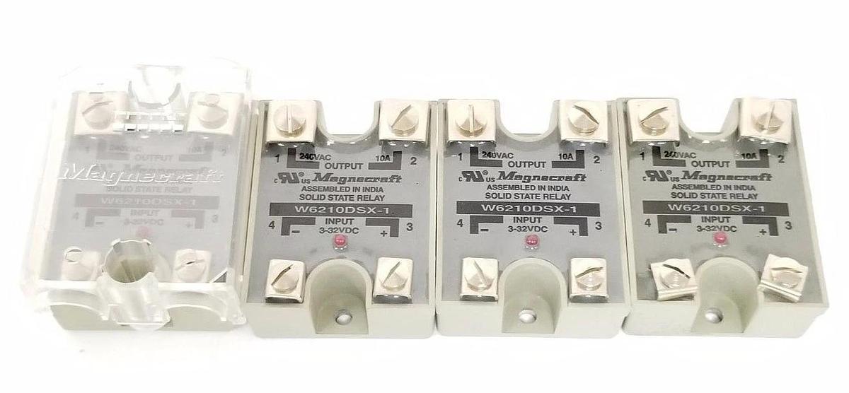 Used LOT OF 4 MAGNECRAFT W6210DSX-1 SOLID STATE RELAYS 3-32VDC, W6210DSX1