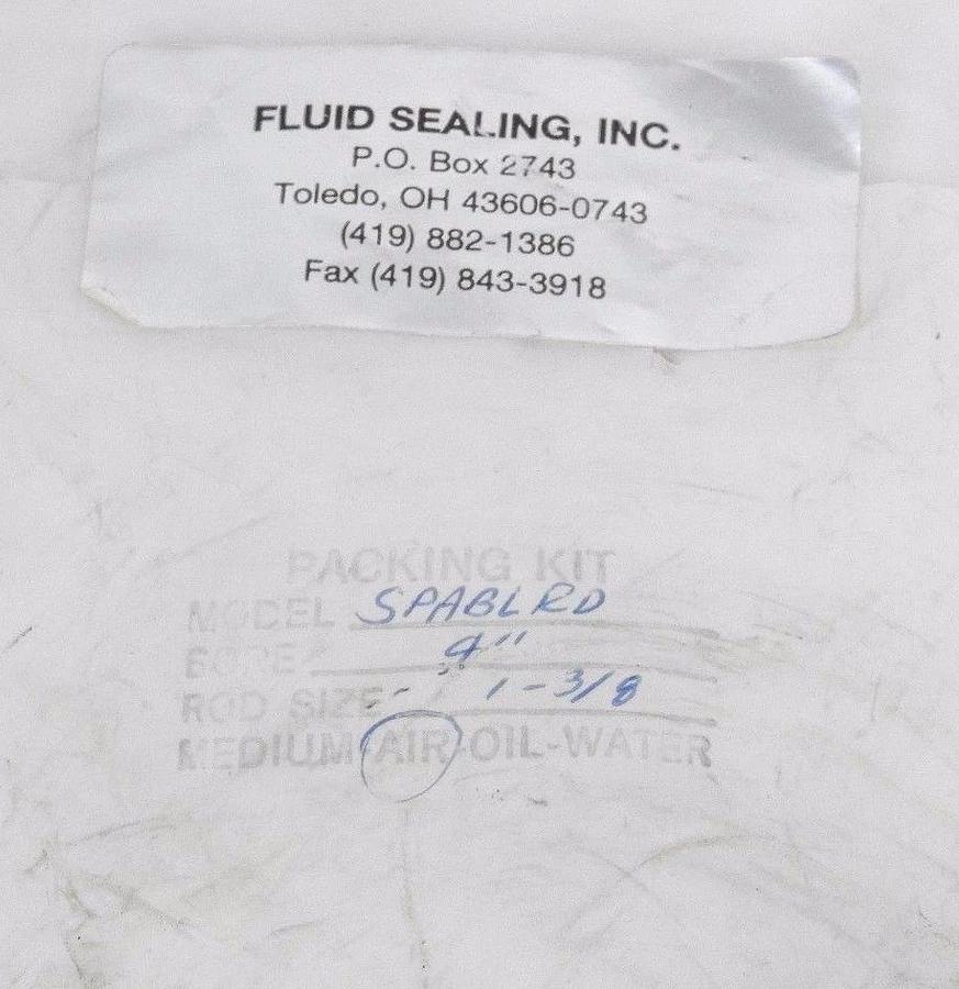 Used FLUID SEALING INC. SPABLRD AIR SEAL PACKING KIT 1-3/8" ROD SIZE, 4" BORE
