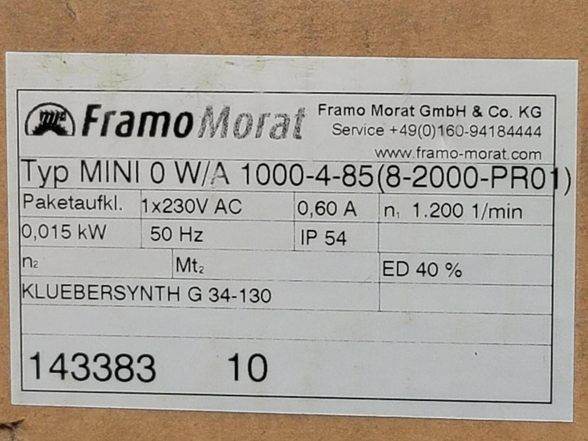 Used NEW FRAMO MORAT MINI-0-W/A-1000-4-85(8-2000-PRO1) LINEAR ACTUATOR MINI0WA1000485
