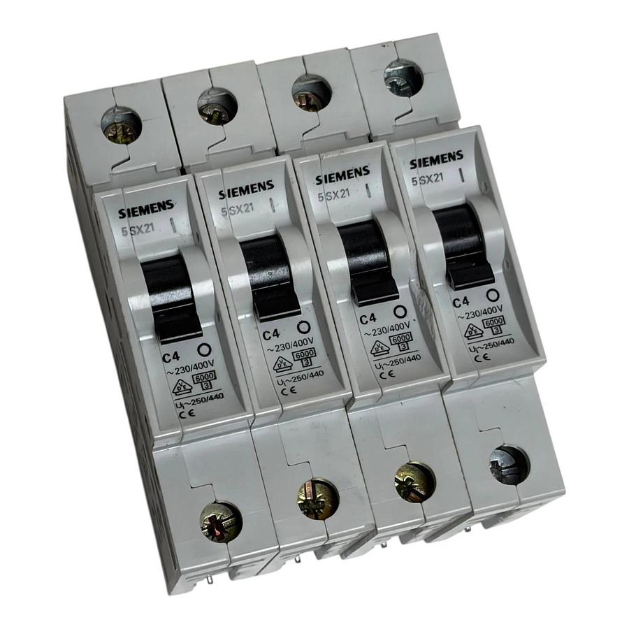 Lot of 4 Siemens 5SX21 C4 Miniature DIN Rail Circuit Breaker 4A 1-Pole