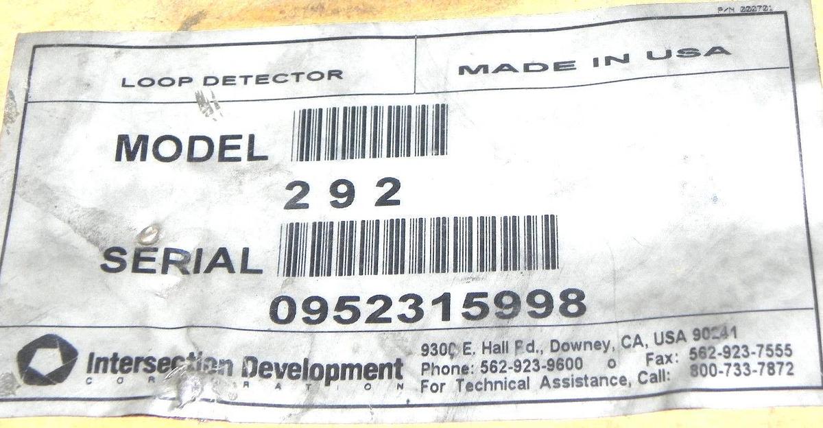 NEW DETECTOR SYSTEMS 292 LOOP DETECTOR IDC DS 100972