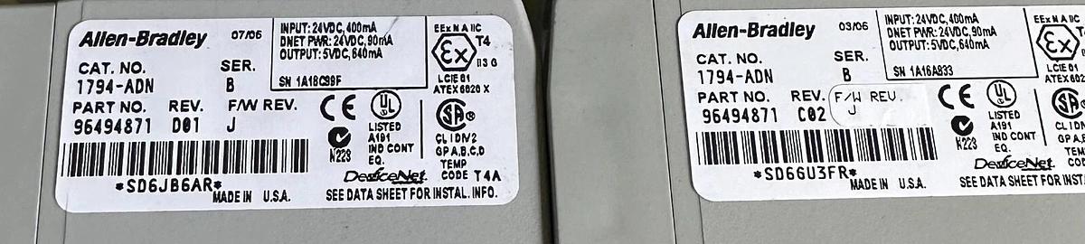 Used 4 ALLEN BRADLEY 1794-ADN /B Flex I/O DeviceNet NETWORK ADAPTER MODULES 1794ADN