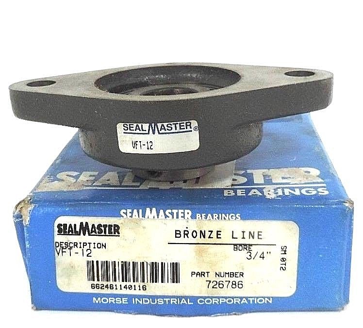 NIB SEALMASTER VFT-12 BALL BEARING FLANGE UNIT VFT12, BORE: 3/4''
