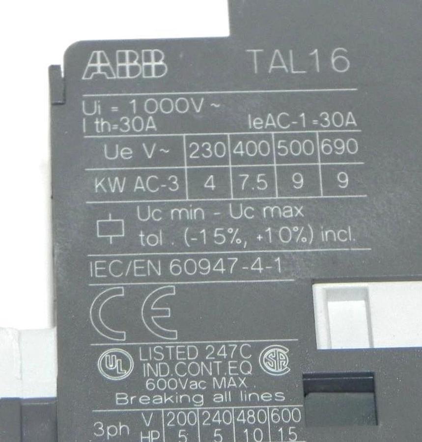 Used NIB ABB TAL16-30-10 CONTACTOR 1SBL183061R5410