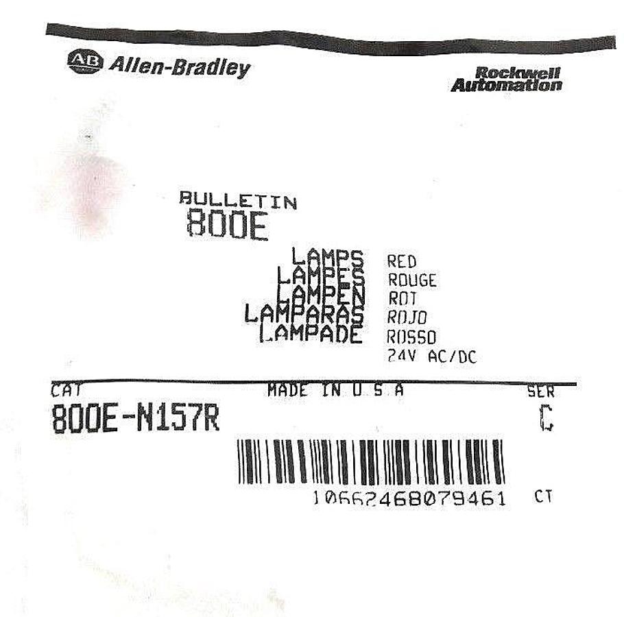 NEW ALLEN BRADLEY 800E-N157R RED LED LAMP SER. C, 24V AC/DC