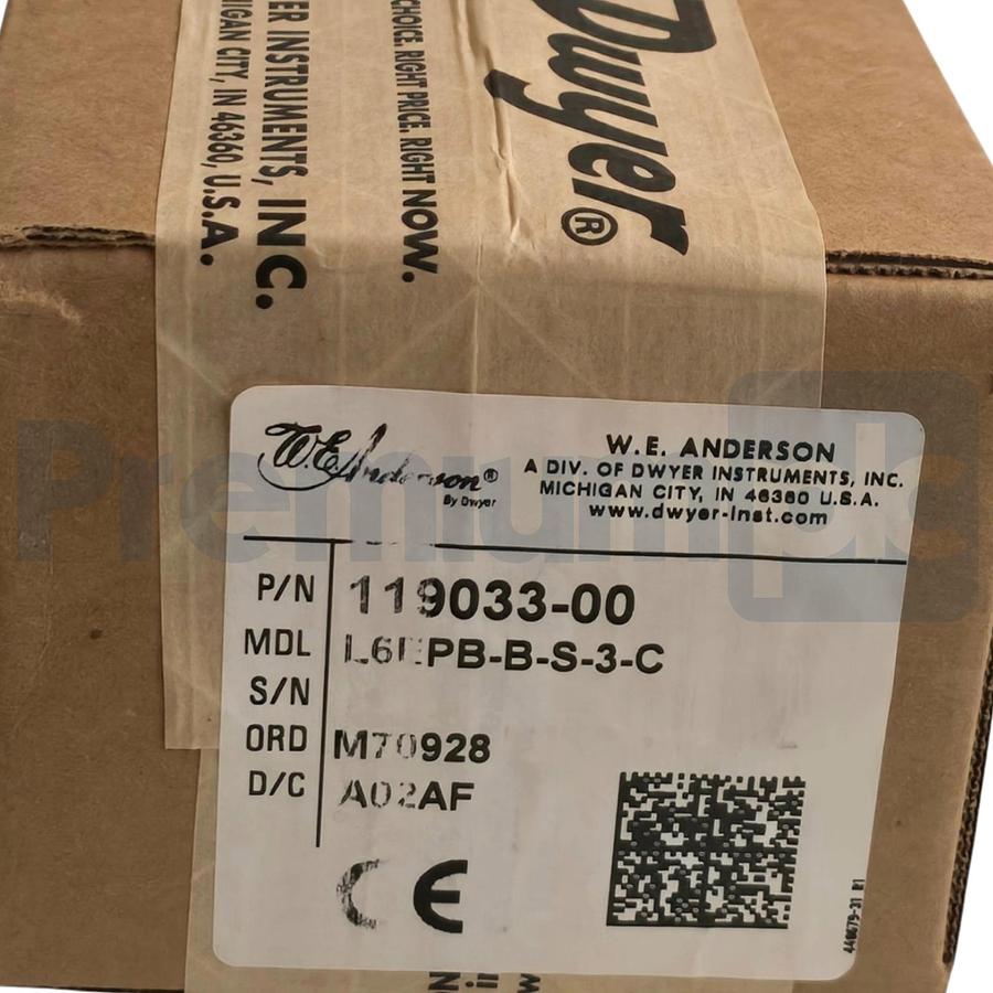 Dwyer WE Anderson L6EPB-B-S-3-C Flotect Level Switch 119033-00 Brass SPDT 1"NPT