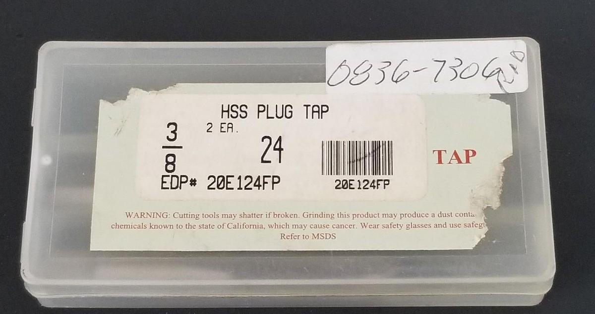 Used LOT OF 2 NEW DRILLCO 20E124FP 3/8" HSS PLUG TAPS 3/8-24 H3 HS