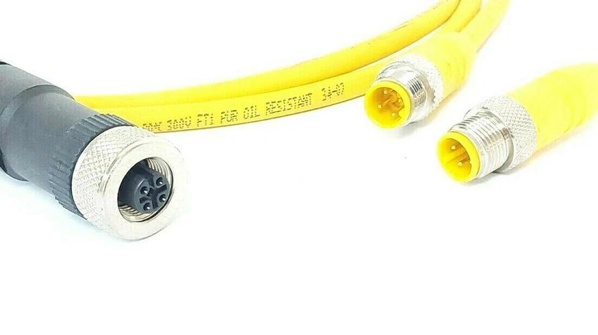 Used LOT OF 2 LUMBERG RST4-602/2M CABLES 4-POLE 18 AWG YELLOW