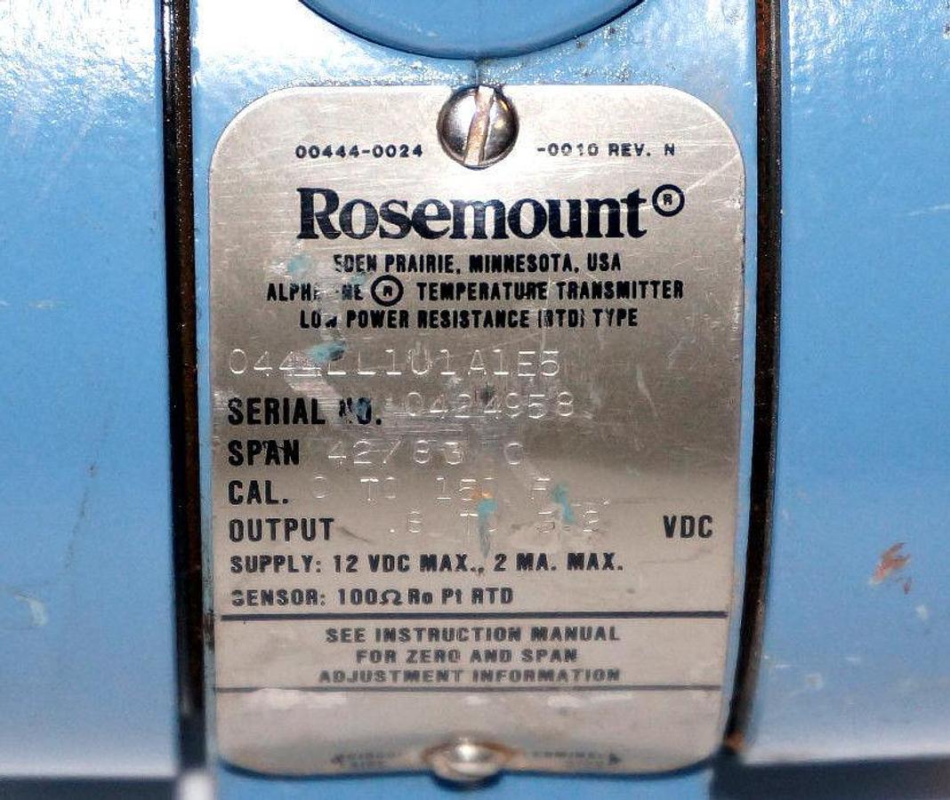 Used ROSEMOUNT 0444LL1U1A1E5 TRANSMITTER 42/83C .8 -3.2VDC