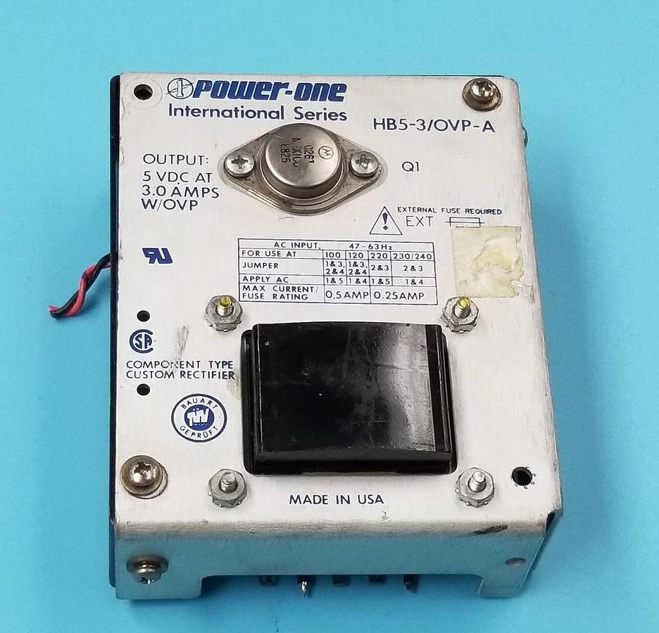 Used POWER-ONE HB5-3/OVP-A POWER SUPPLY 5 VDC 3A, HB53OVPA