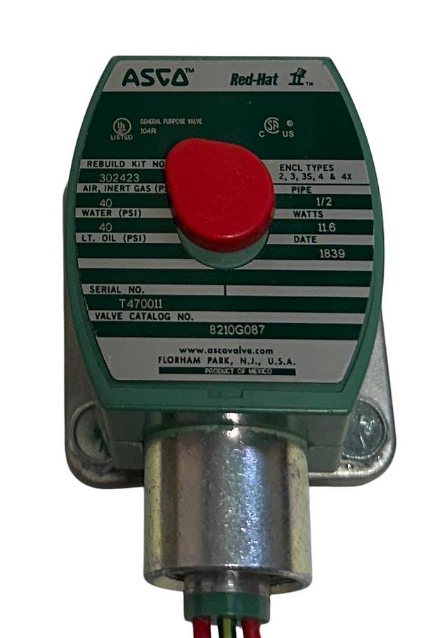 Used ASCO 8210G087 Red-Hat II SOLENOID VALVE MP-C-080 / 238710-006-D 24/DC COIL NSNP