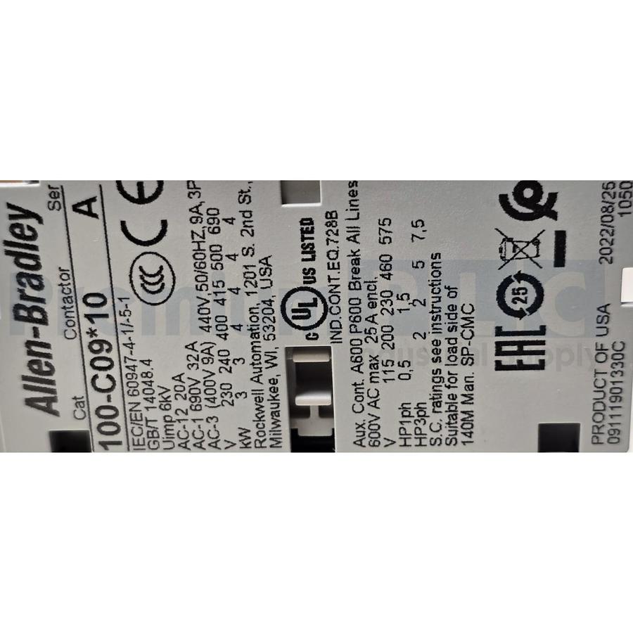 Used NEW ALLEN BRADLEY 100-C09D10 /A IEC CONTACTOR 9A 110V50HZ/120V60HZ COIL NSMP