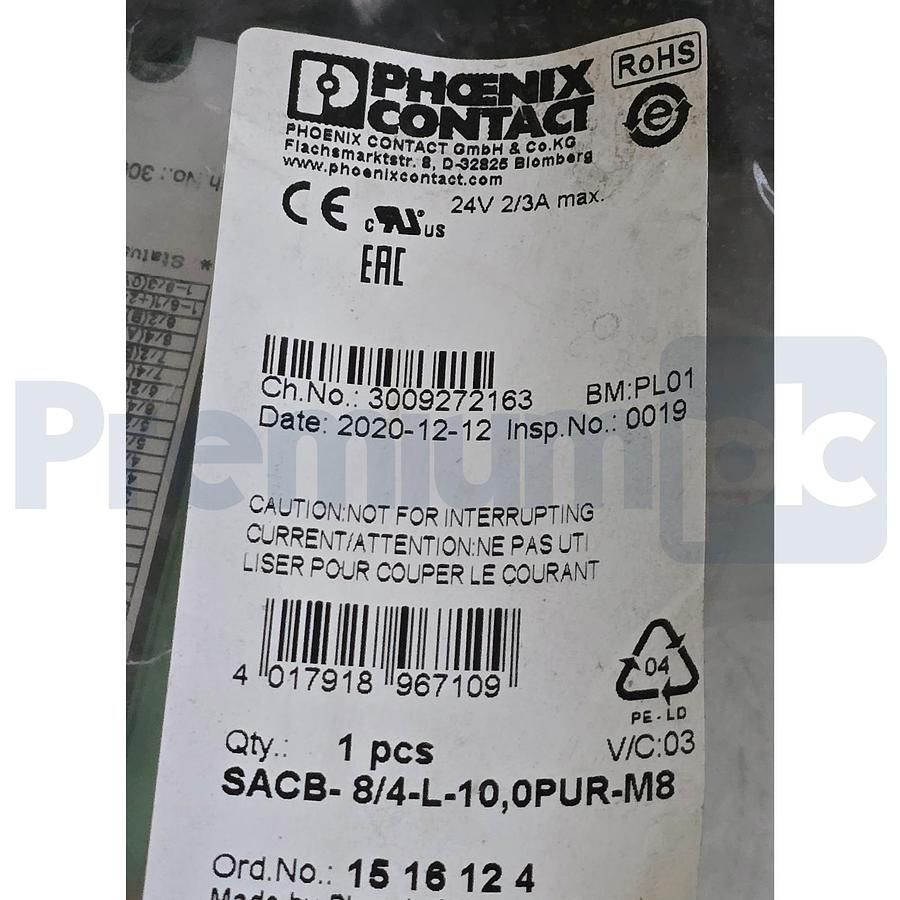 Used Phoenix Contact 1516124 | SACB-8/4-L-10,0PUR-M8 Sensor Actuator Box 8-Slot 10m