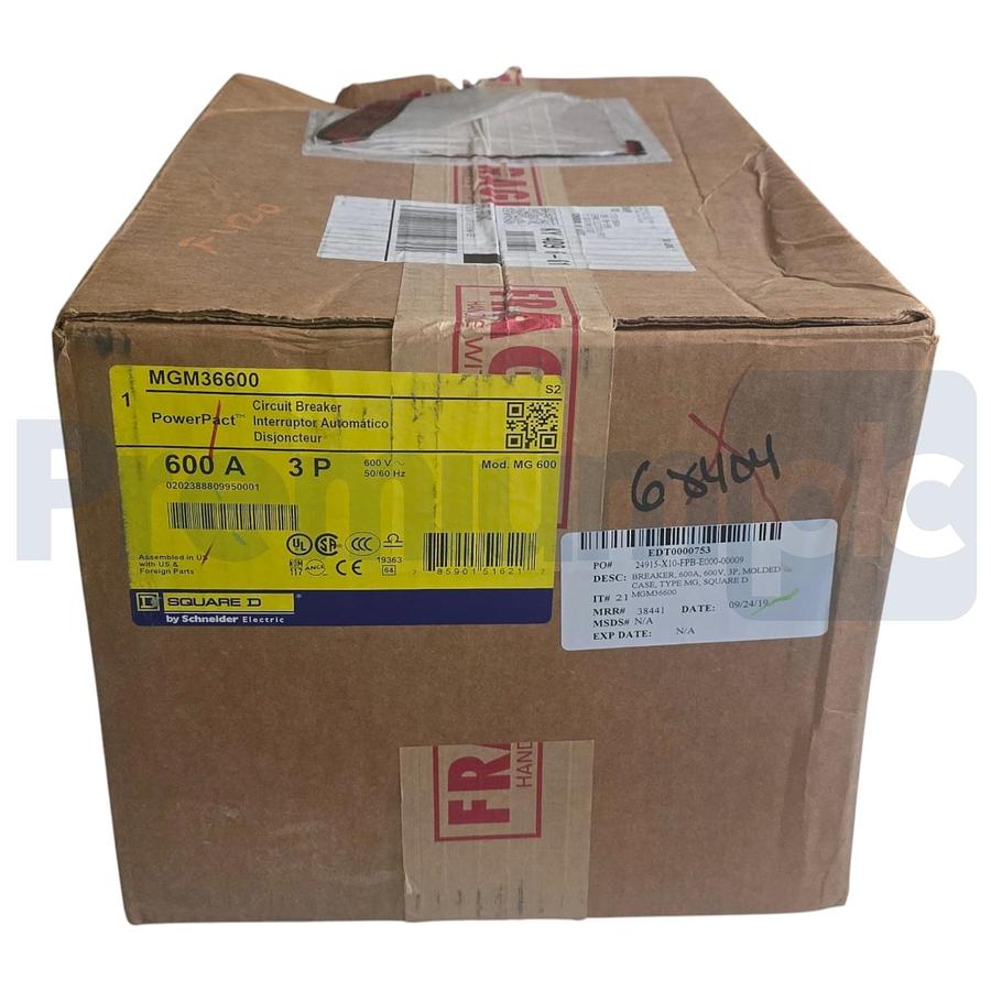Used Square D MGM36600 PowerPact M-Frame Circuit Breaker 3-Pole 600A 600V NEW (read)