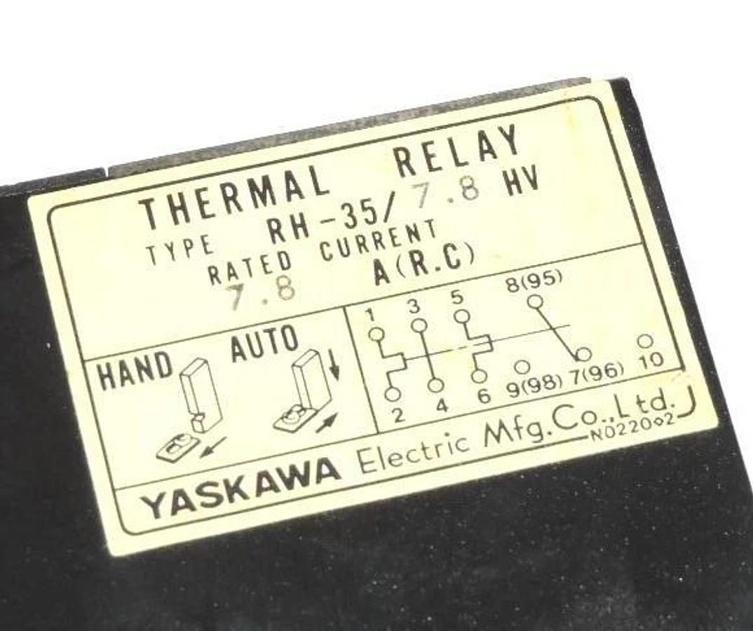 Used YASKAWA RH-35/7.8HV THERMAL RELAY, 7.8 A, RH-35