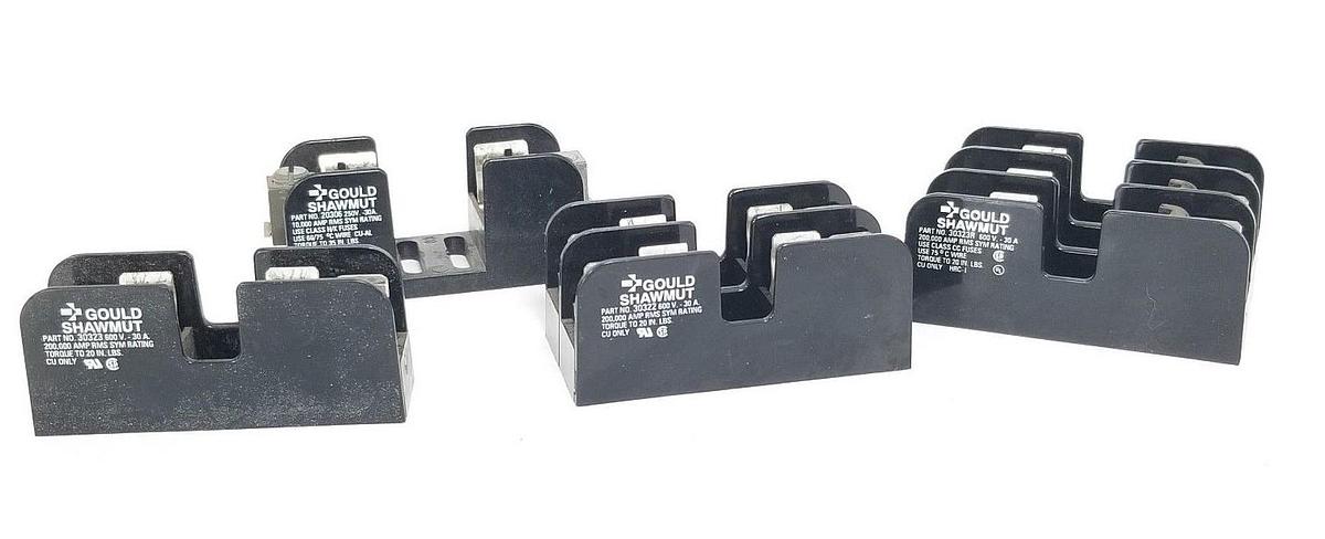 Used LOT OF 4 ASSORTED GOULD SHAWMUT FUSE HOLDERS 30323, 20306, 30322, 30323R