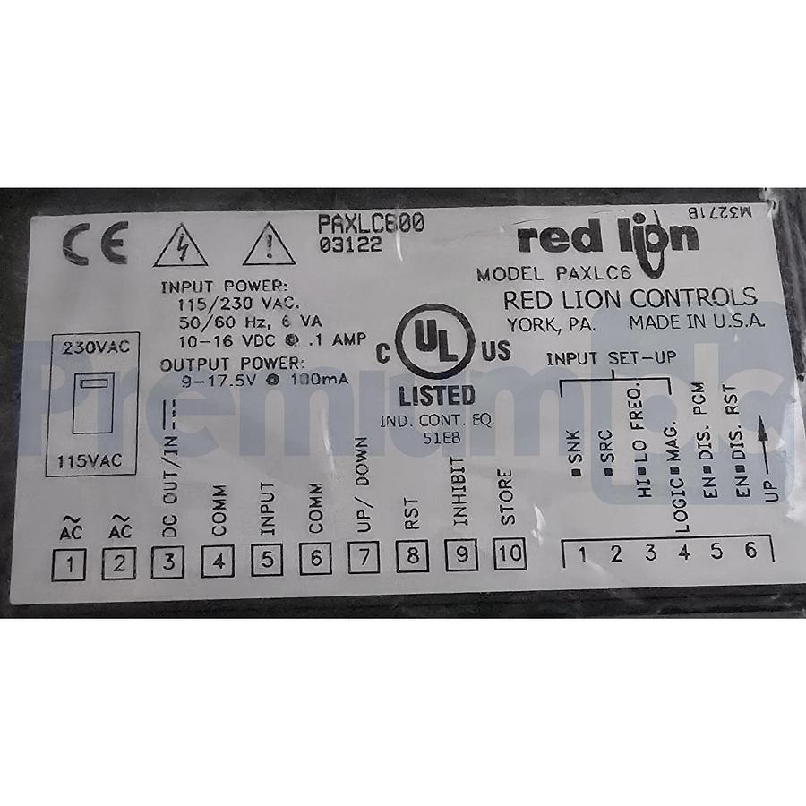 Red Lion PAXLC600 | PAXLC6 PAX Lite 6-Digit Counter 115/230V 1/8 DIN LED NSMP