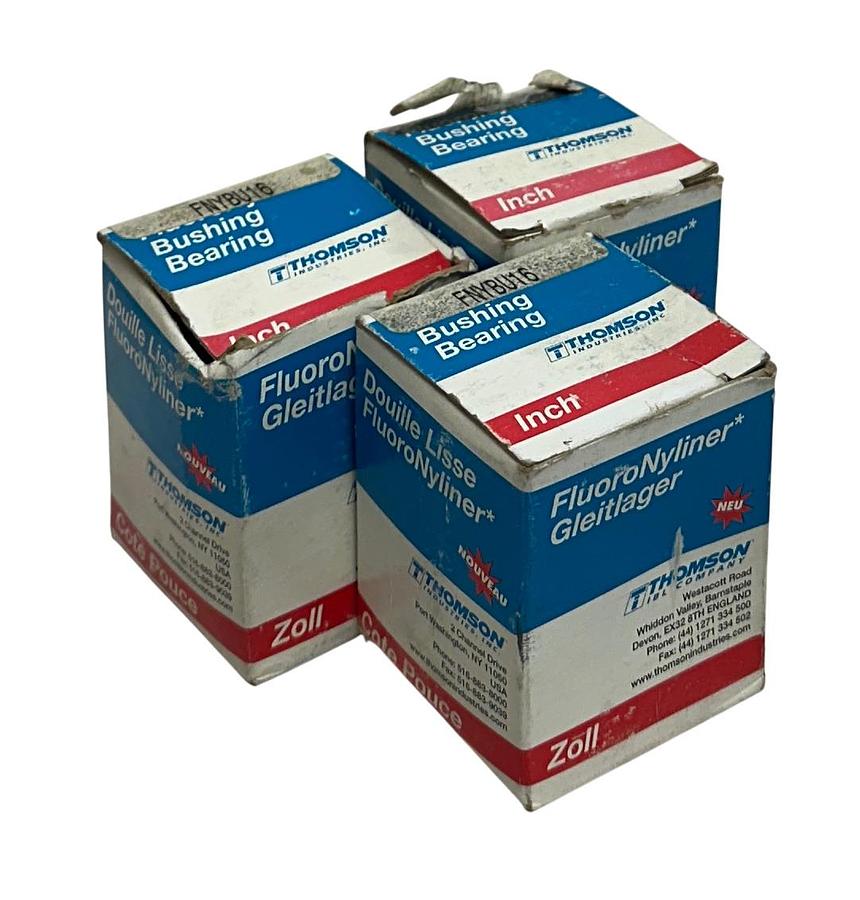 3 THOMSON INDUSTRIES FNYBU16 FluoroNylmer BUSHING BEARINGS 1'' LINEAR NSMP