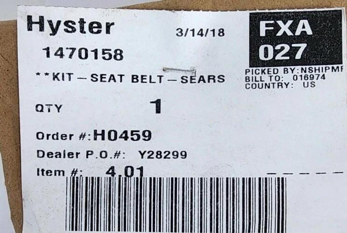 Used NEW HYSTER 1470158 SEAT BELT KIT