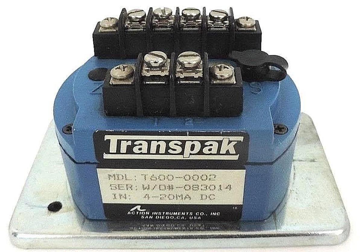 Used ACTION INSTRUMENTS T600-0002 TRANSPAK ISOLATOR W/O#-083014, 4-20MA DC