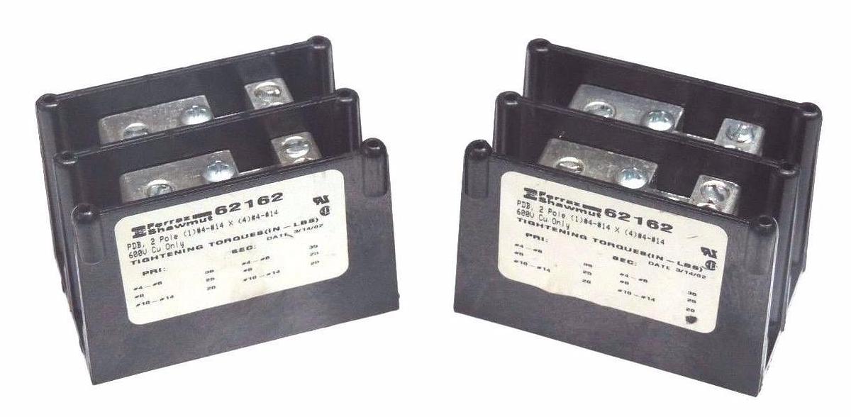 Used LOT OF 2 FERRAZ SHAWMUT 62162 POWER DISTRIBUTION BLOCKS 2POLE