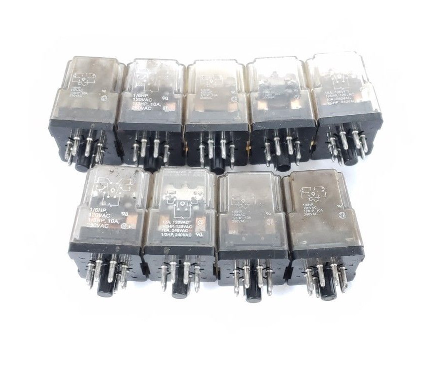 Used LOT OF 9 POTTER & BRUMFIELD KRPA-11AG-120 RELAYS KRPA11AG120, 120V, 50/60HZ