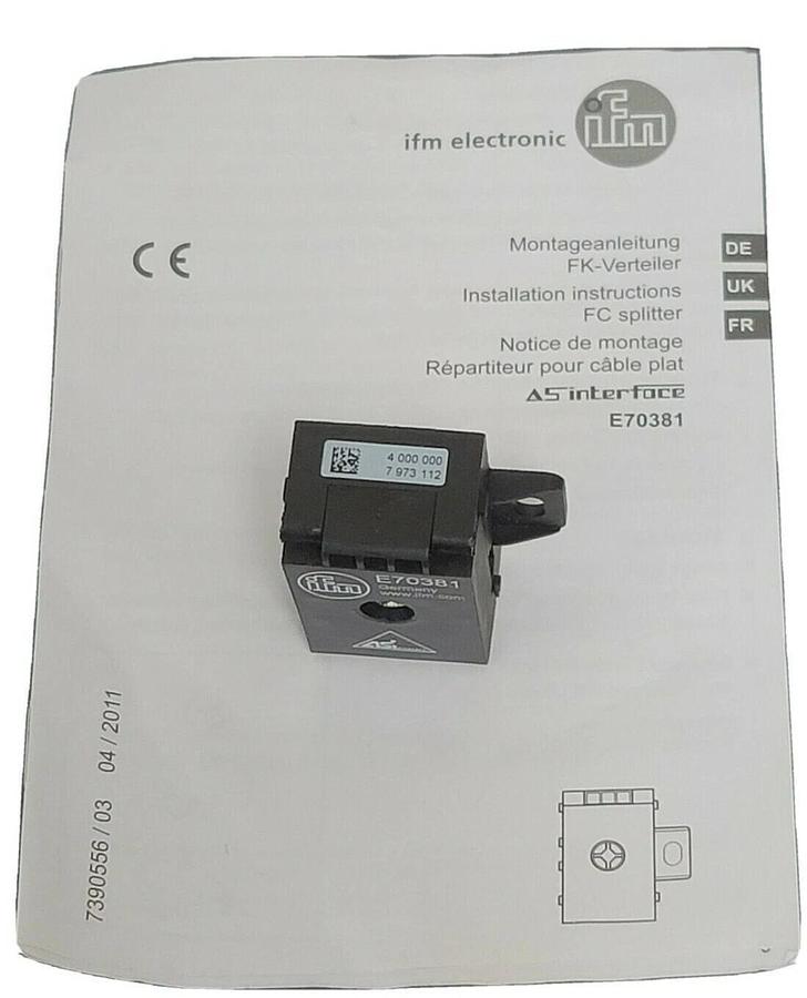 Used NEW IFM E70381 FLAT CABLE SPLITTER