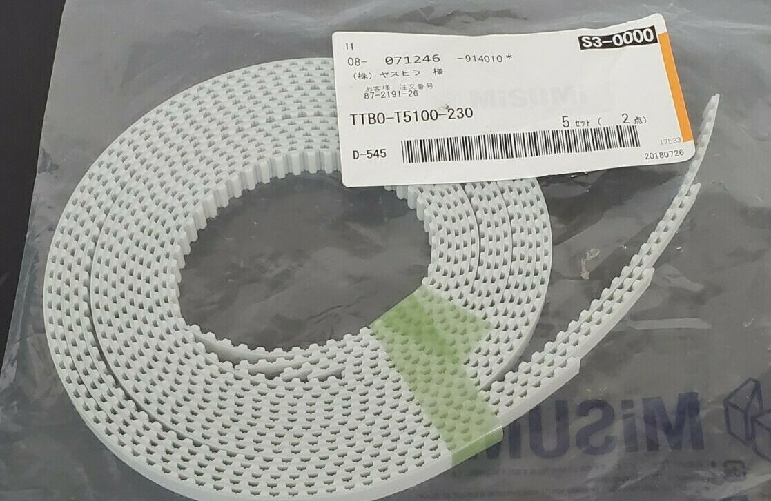 Used LOT OF 4 NEW MISUMI TTB0-T5100-230 TORQUE BELTS 45 1/2 IN LONG TTB0T5100230