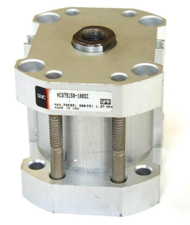 Used SMC NCQ7B150-100DC DOUBLE ACTING COMPACT CYLINDER 200PSI 1.37MPA NCQ7B150100DC