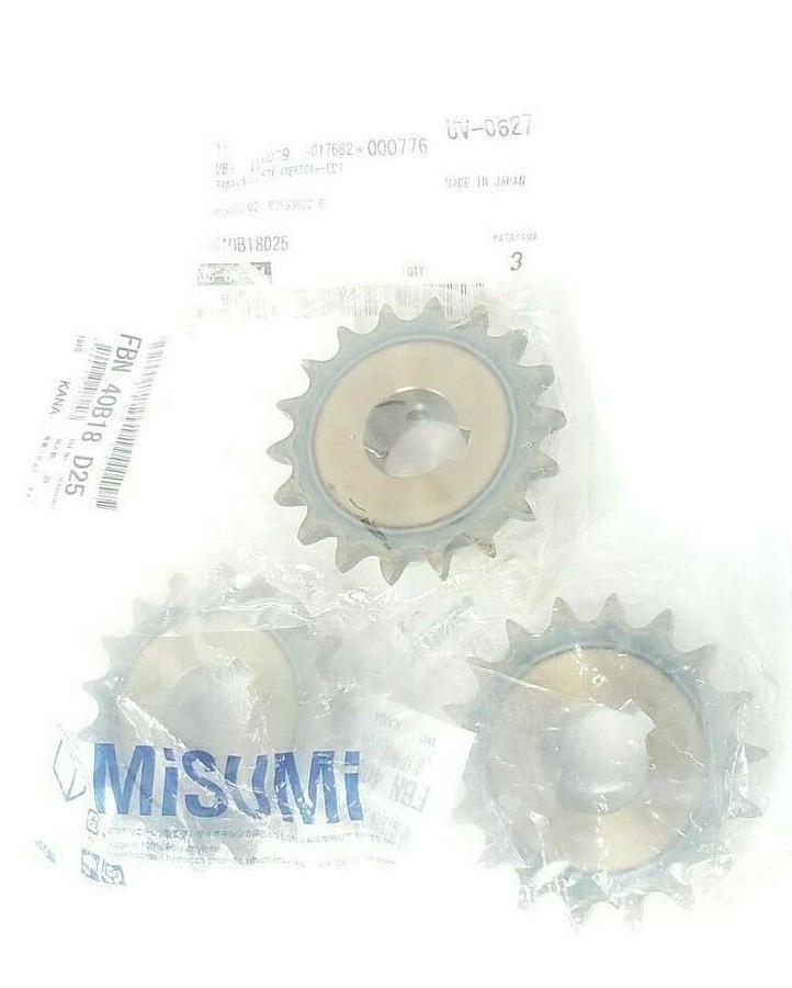 Used LOT OF 3 NEW MISUMI FBN 40B18 D25 FINISHED BORE SPROCKETS FBN40B18D25