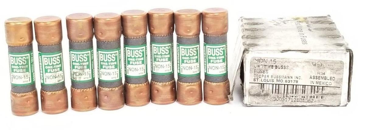 Used LOT OF 8 NEW COOPER BUSSMANN NON-15 ONE-TIME FUSES NON15