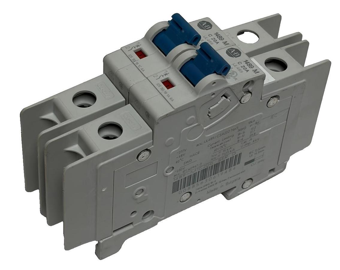 Used LOT OF 2 Allen Bradley 1489-M1C200 1 Pole 20A Circuit Breaker Series D UL489