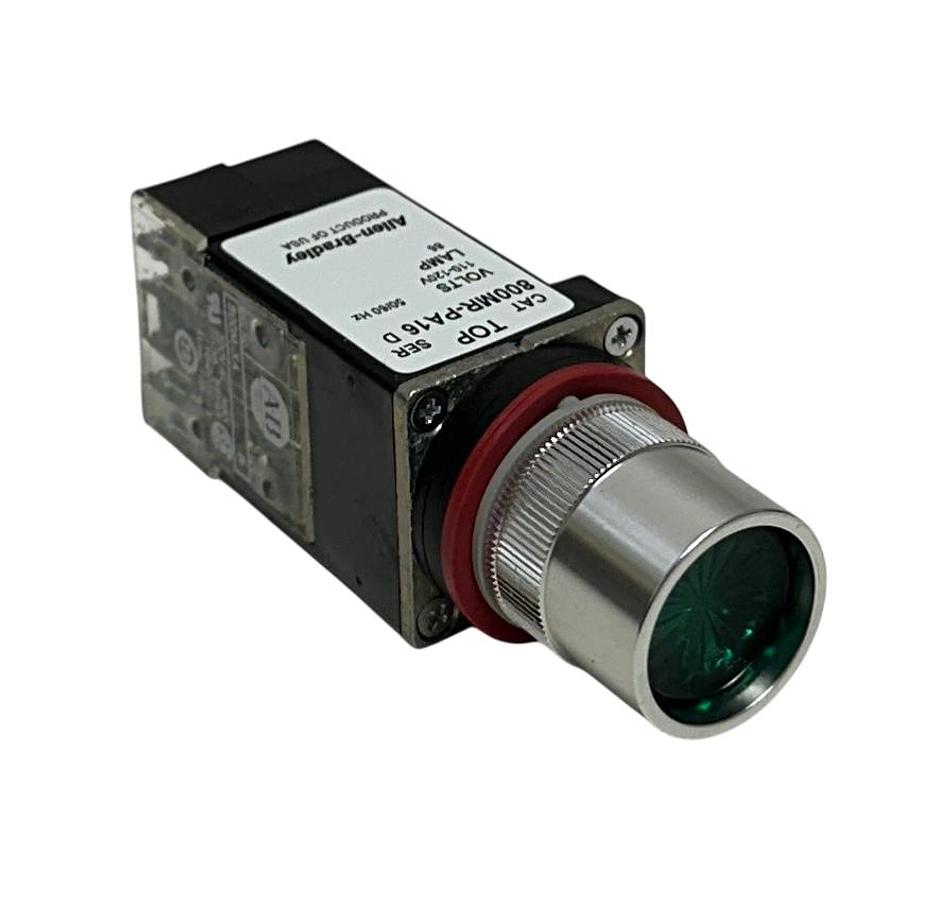 Used ALLEN BRADLEY 800MR-PA16GA /D SMALL ROUND PUSH BUTTON FLUSH GREEN 120V NSMP