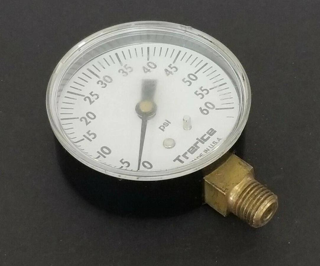 Used TRERICE 9185-03 GAUGE 0-60 PSI 2-3/4'' DIAL 1/2'' NPT