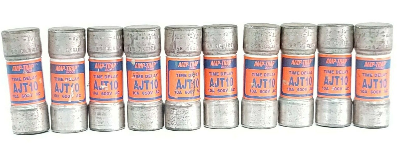 Used LOT OF 10 GOULD SHAWMUT AJT10 AMP-TRAP 2000 TIME DELAY FUSES 10A 600V